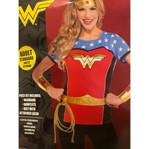 Wonder Women Accessory Kit - Headband, Gaunlets, Belt w/ Lasso, Red Knee Highs